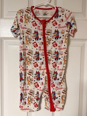 Bamboo Bliss 3T Bluey and Bingo/Chick-Fil-A Short Zip Romper